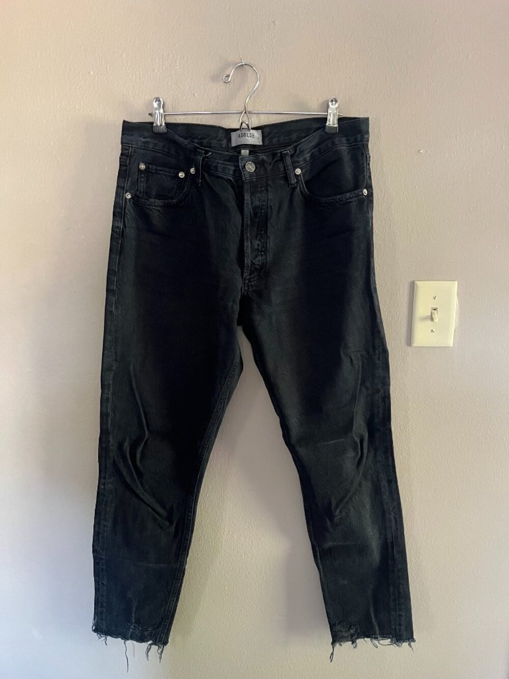 Agolde Jamie High Rise Classic Distressed Jean in Compass Size 29
